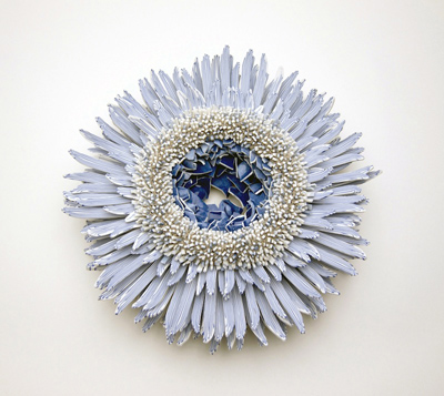 BlueصWhite porcelain shards flower No.1 2014.jpg