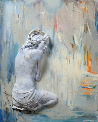 5.The Shepherd Girl, Ceramic, Oil on canvas, 90 x 73x 12 . 2015.png